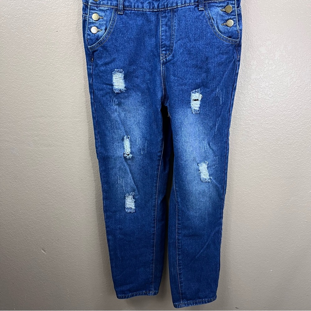 Distressed women’s denim overalls - Picture 4 of 7